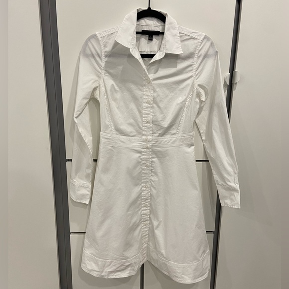 Banana Republic - Poplin Shirt Dress with Tie Belt - White - Size 0 - Picture 3 of 7